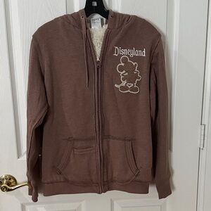 Disney parks Mickey Brown Zip-Up Hoodie 55 anniversary fleece lined size medium